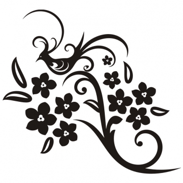 Wandtattoo Vogel im Bltenrausch